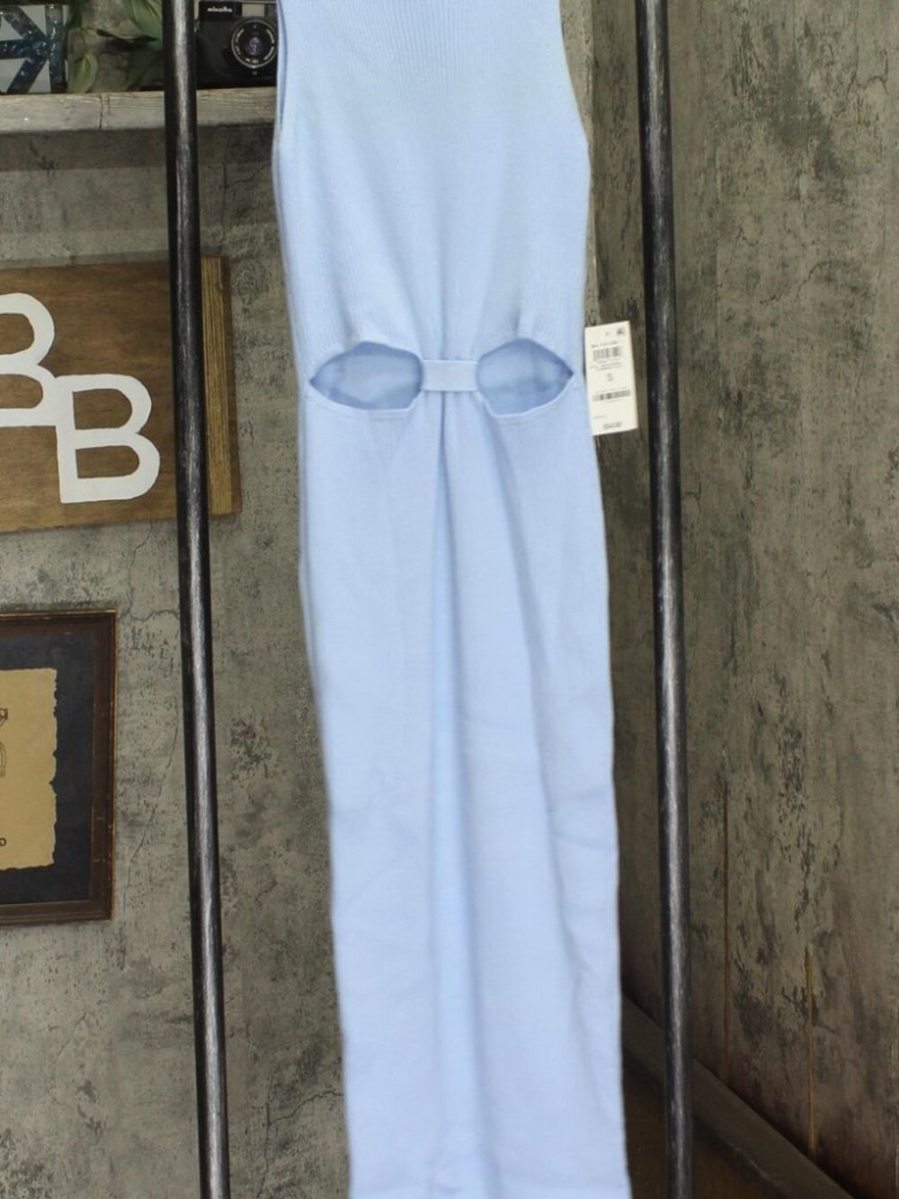 Light Blue And Now This Cutout Rib Knit Midi Dress Light Blue S Sz S